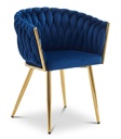 ORION Stuhl – marineblauer Samt / goldene Beine x 1