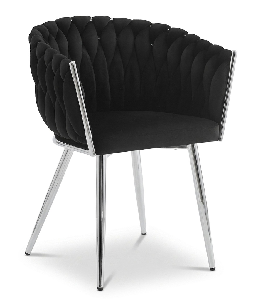 ORION Stuhl – schwarzer Samt / Chrombeine x 1