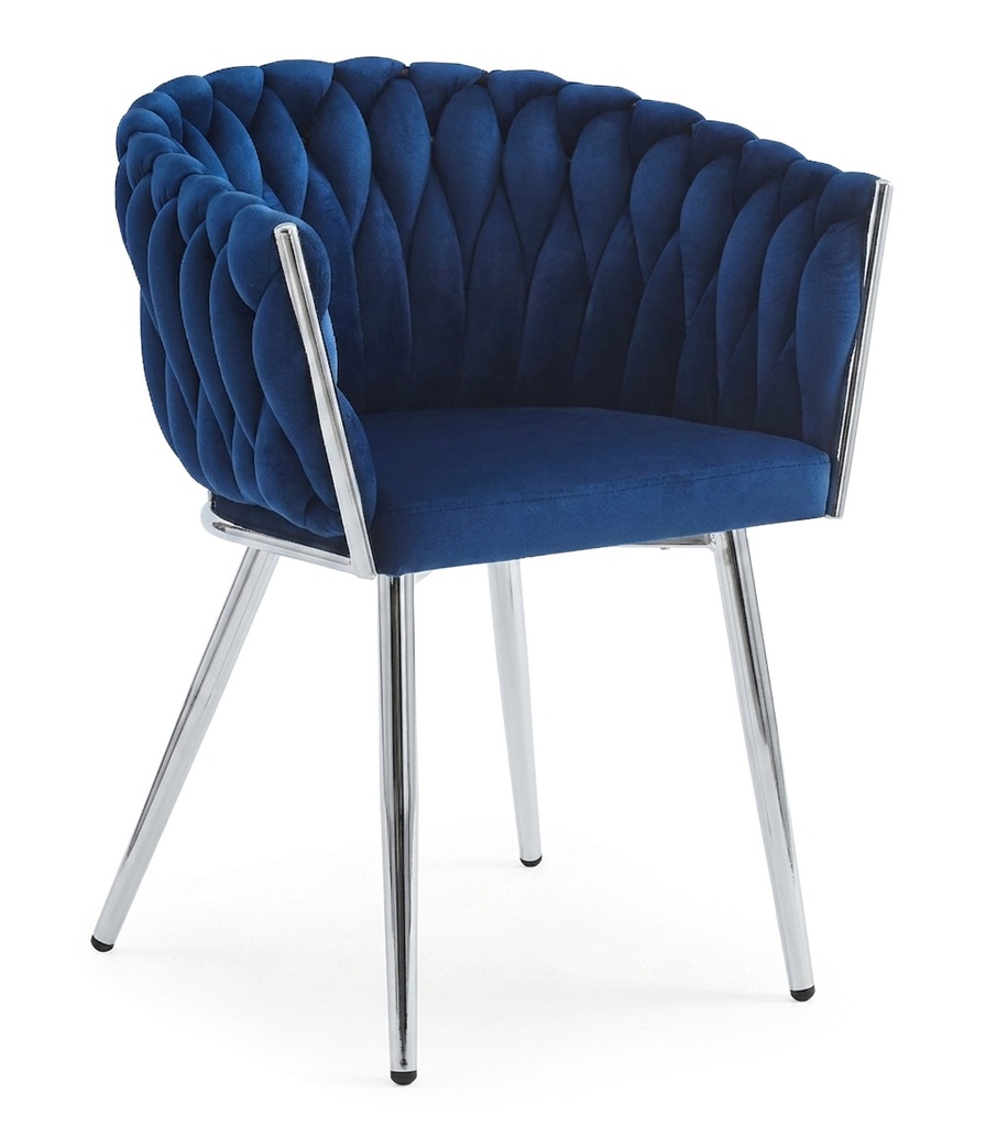 ORION Stuhl – Marineblauer Samt / Chrombeine x 1