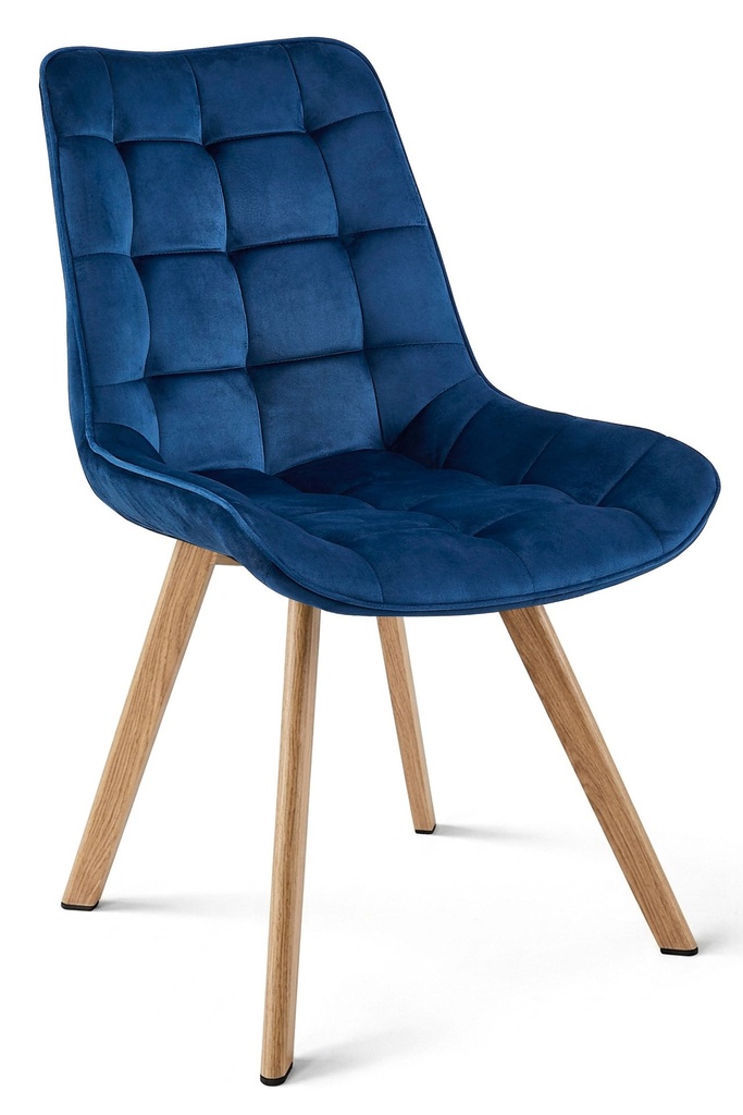 SORIA Stuhl – Marineblauer Samt / Beine aus Eiche x 1