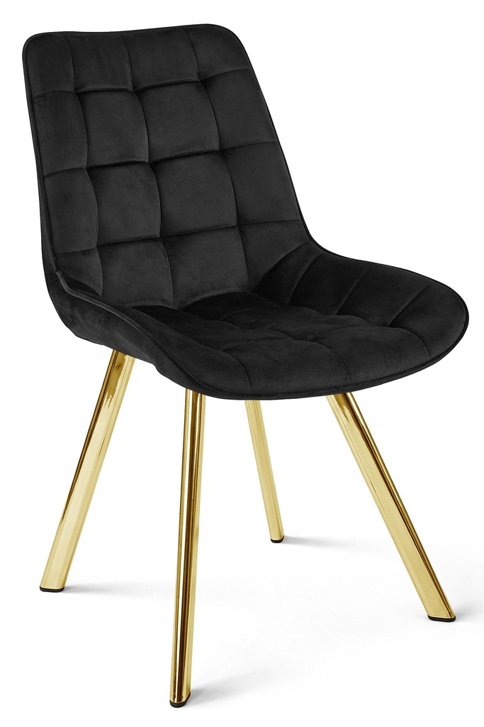 SORIA Stuhl – schwarzer Samt / goldene Beine x 1