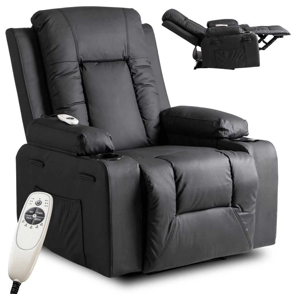 [ME.BOX/CZ/E/FW] BOX Liege-Massagesessel, schwarzes Öko-Leder