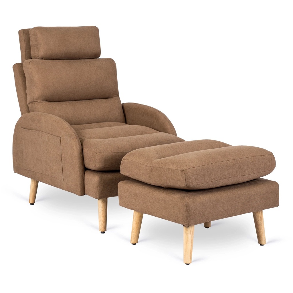 [ME.HENRY/BR/T/FW] HENRY Lounge Chair mit Fußhocker Braun