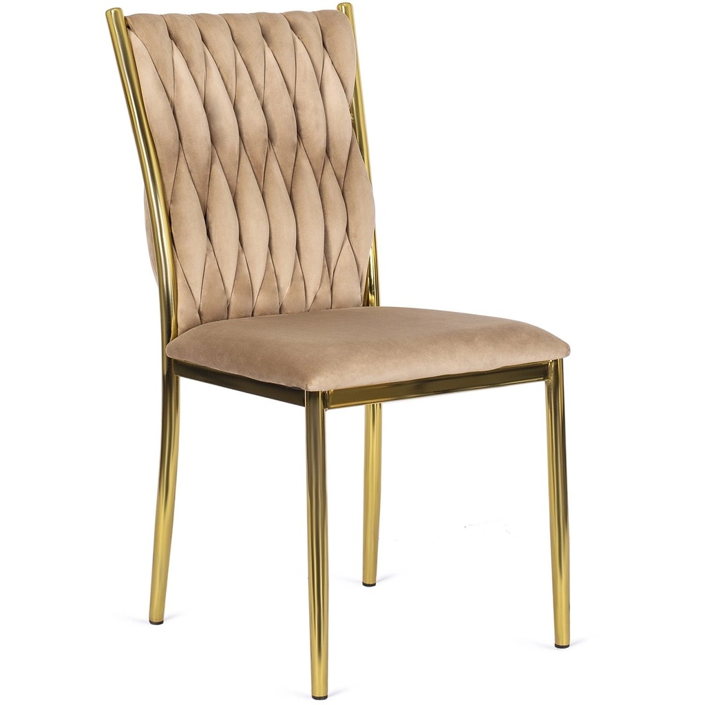 [ME.DAN/BZ/ZL/V/K] DAN Beige geflochtener Veloursstuhl