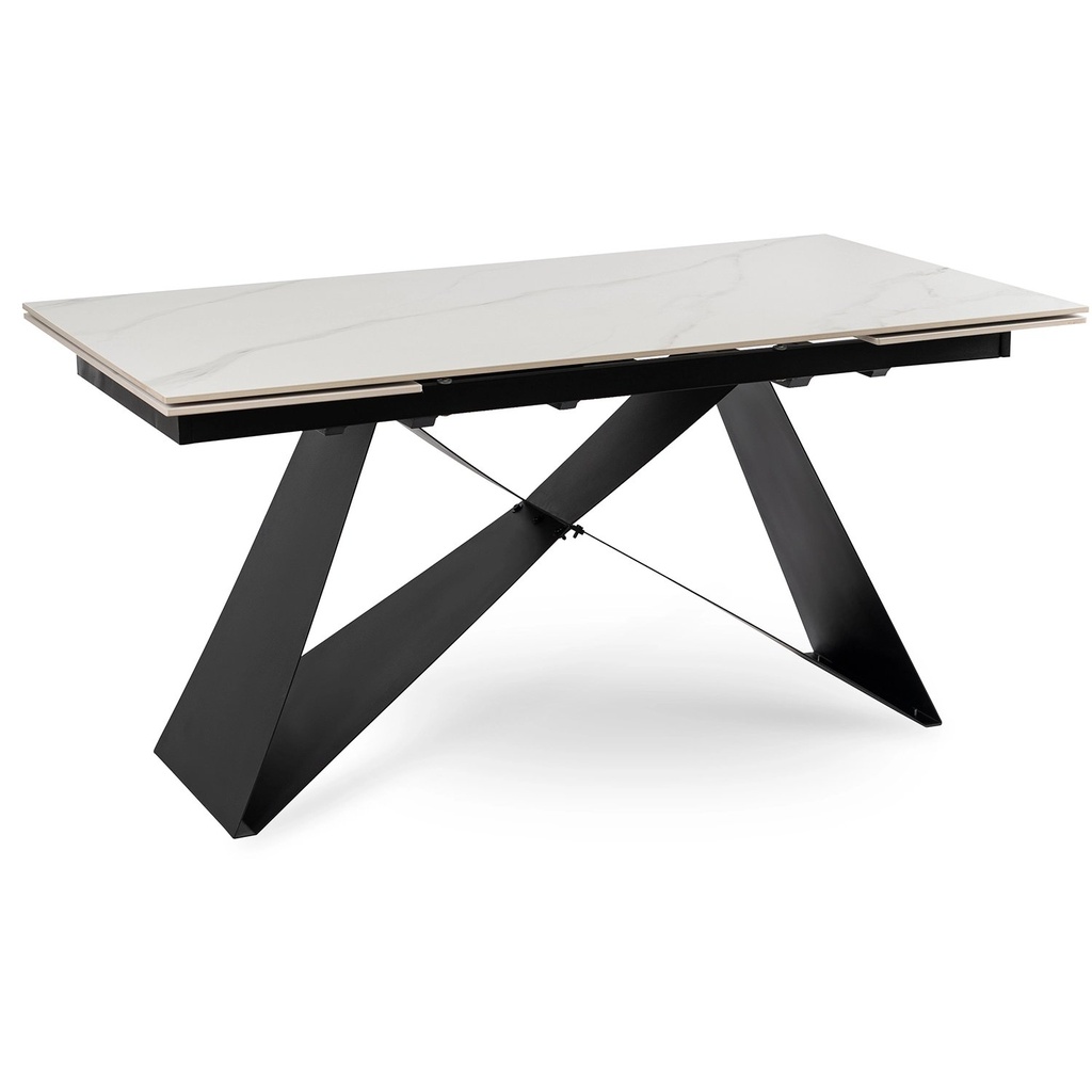 Ausziehbarer Tisch VICTOR aus Keramik, 160–240 cm, weißer Marmor/Schwarz