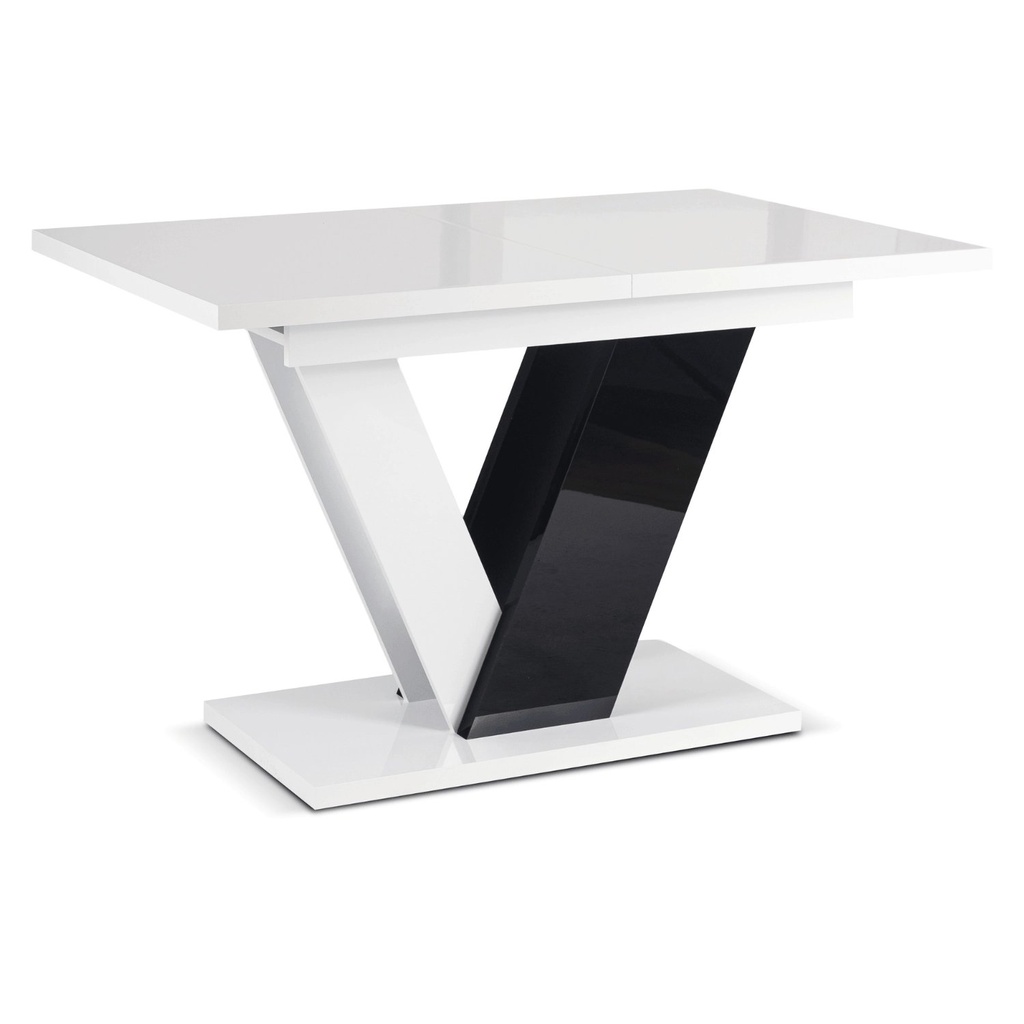CLARK ausziehbarer Tisch 120-160 cm Weiß/Schwarz glänzend