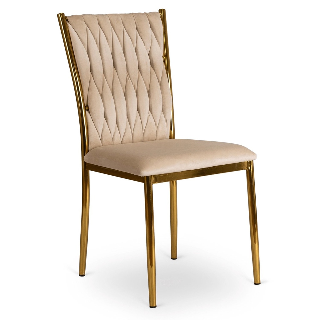 [ME.DAN/KR/ZL/V/K] DAN Stuhl, Creme, geflochtener Samt