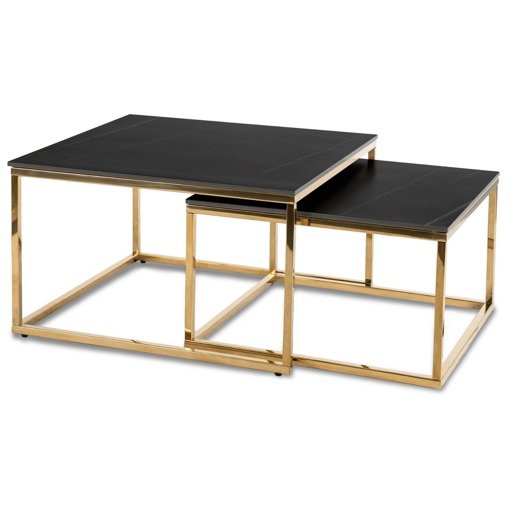 [ME.TENOR/CZCER/ZL/L] TENOR Tischset aus schwarzem Marmor und goldener Keramik