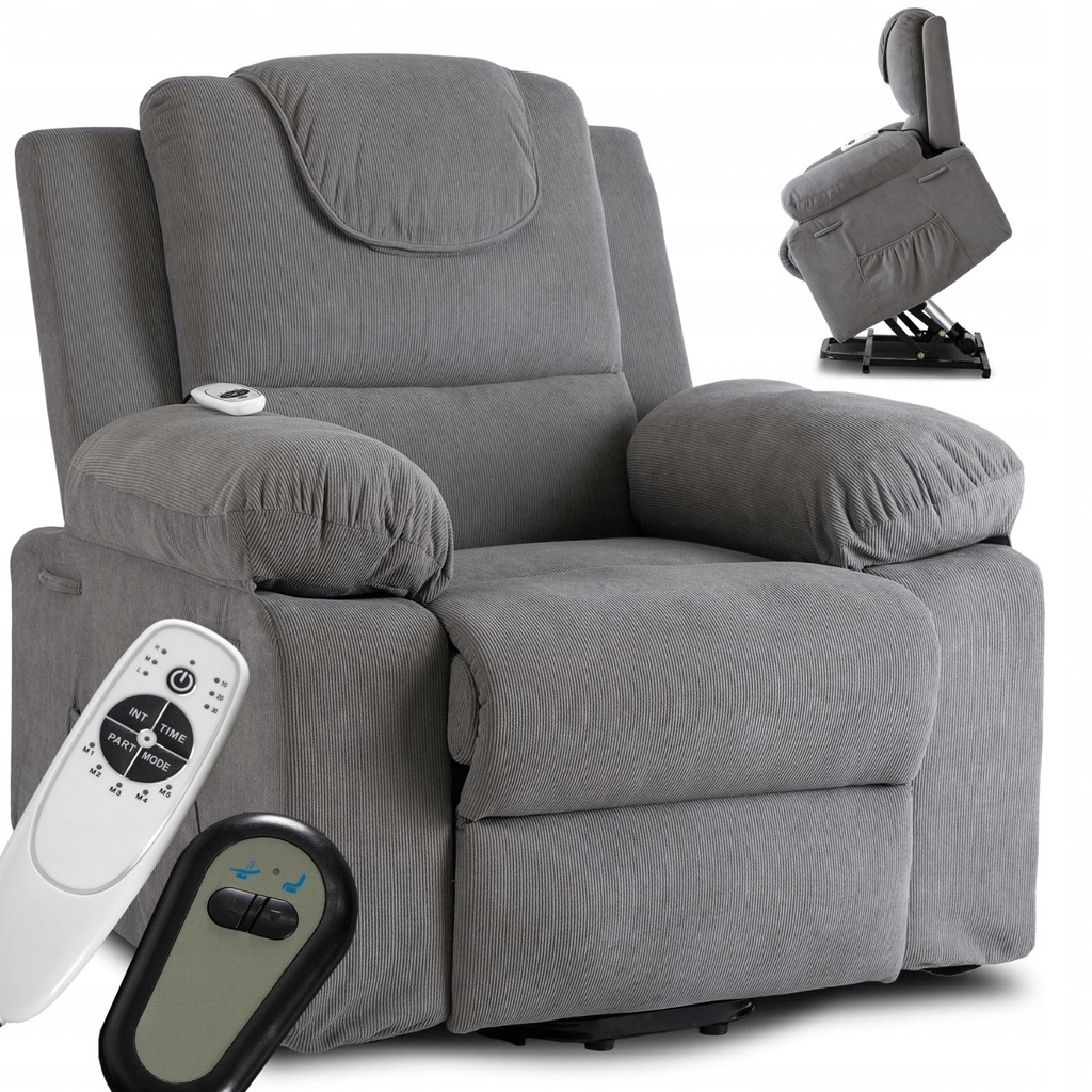 [ME.FENIX/P/SZTR/FW] FENIX Elektrischer Massage-Liegestuhl mit Aufstehfunktion, Grau