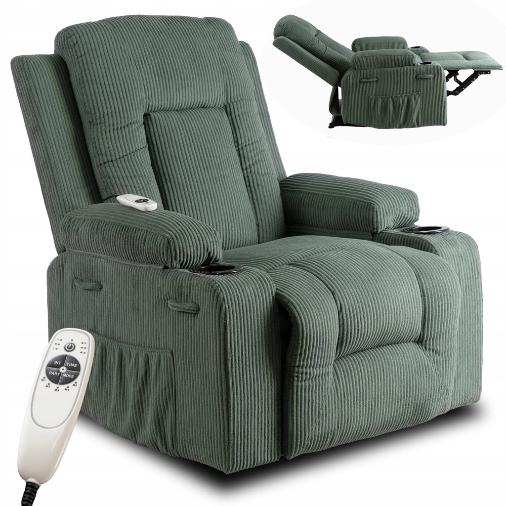 [ME.BOX2/Z/SZTR/FW] BOX Liege-Massagesessel aus grünem Cord