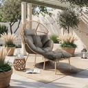 Garten-Loungesessel mit Fußhocker PORTLAND Grau