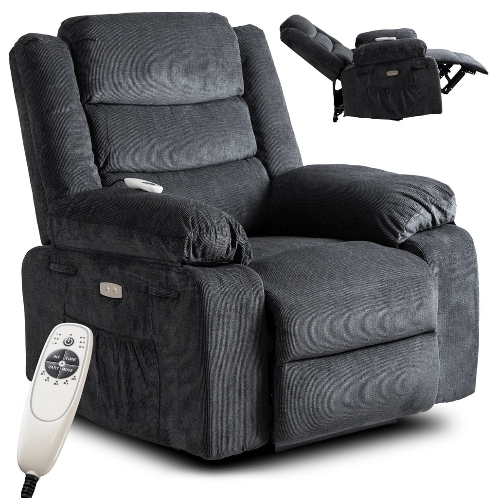 [ME.JASPER/CP/T/FW] JASPER Elektrischer Massage-Liegestuhl, Dunkelgrau