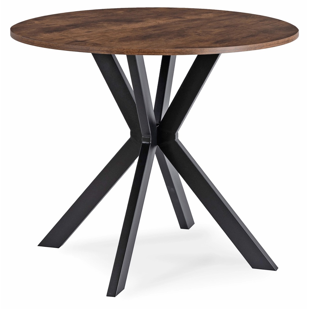 LAUREN Tisch 90 cm Rustikale Eiche/Schwarz
