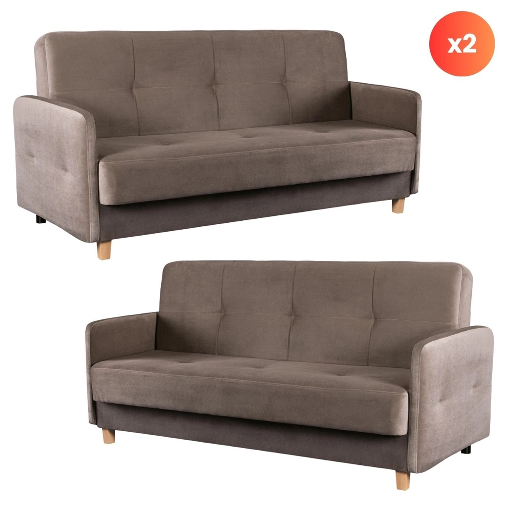 [PPHUE.BALI/PAROS3/Z2/WER] Set bestehend aus 2x Schlafsofas in CUBA Beige