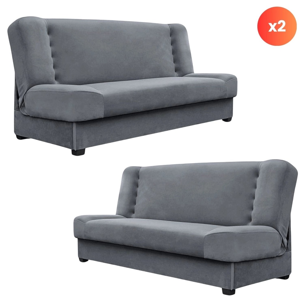 [PPHUE.DOROTKA/PAROS6/Z2/WER] 2er-Set Schlafsofa PIANO aus grauem Samt