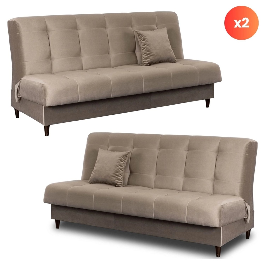 [PPHUE.MARIO/PAROS3/Z2/WER] Set bestehend aus 2x Schlafsofa LIMA Beige