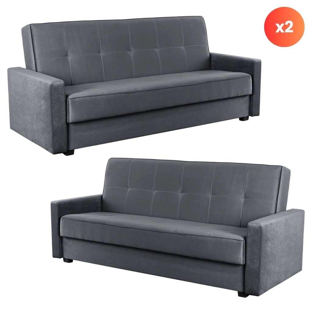 [PPHUE.MATRIX/PAROS6/Z2/WER] Set mit 2 Klappsofas ALUNA in Grau