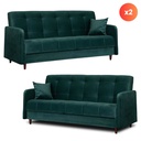 Set mit 2 Klappsofas TIVOLI aus grünem Velours