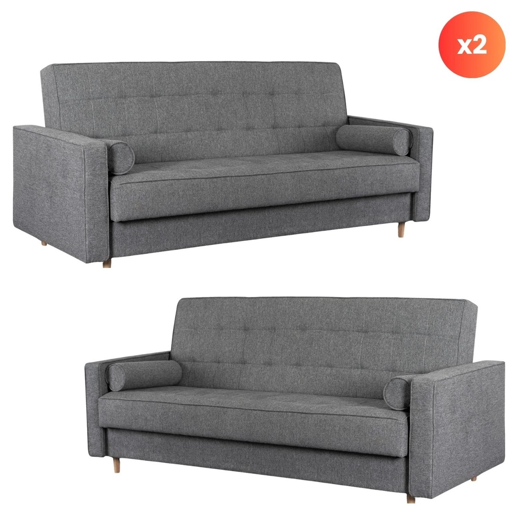 [PPHUE.MAXIM/POLARIS19/Z2/WER] Set mit 2 Klappsofas in MALTA-Grau