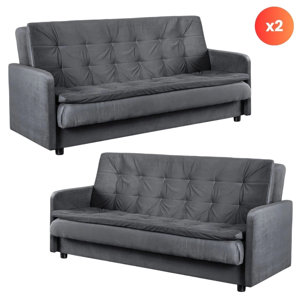 [PPHUE.TIKO/PAROS6/Z2/WER] Set mit 2x Klappsofa STELLA in Grau
