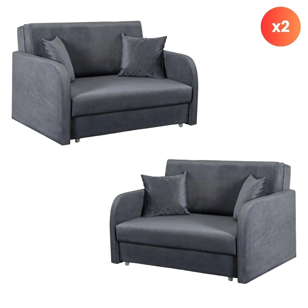 [PPHUE.BASIA2/PAROS6/Z2/FW] Set mit 2x VERO 2 Doppelschlafsessel, Grau
