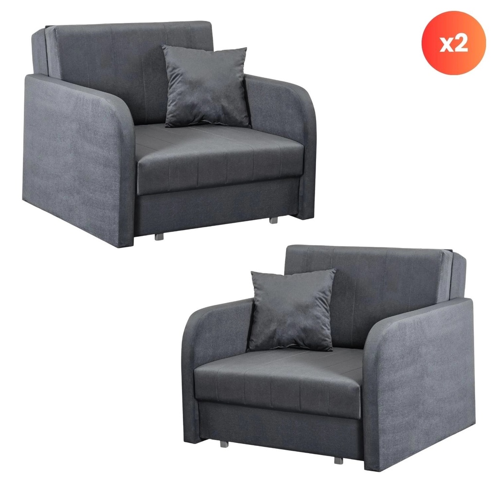 [PPHUE.BASIA1/PAROS6/Z2/FW] Set bestehend aus 2x VERO grauen Einzelschlafsesseln