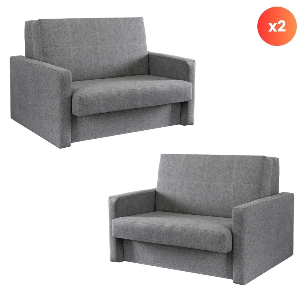 [PPHUE.MAJA2/POLARIS19/Z2/FW] Set mit 2 Doppelschlafsesseln MILAN 2, Grau