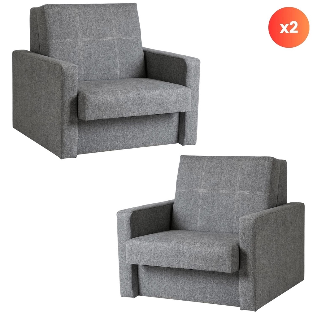 [PPHUE.MAJA1/POLARIS19/Z2/FW] Set mit 2 Einzelschlafsesseln MILAN 1 Grau