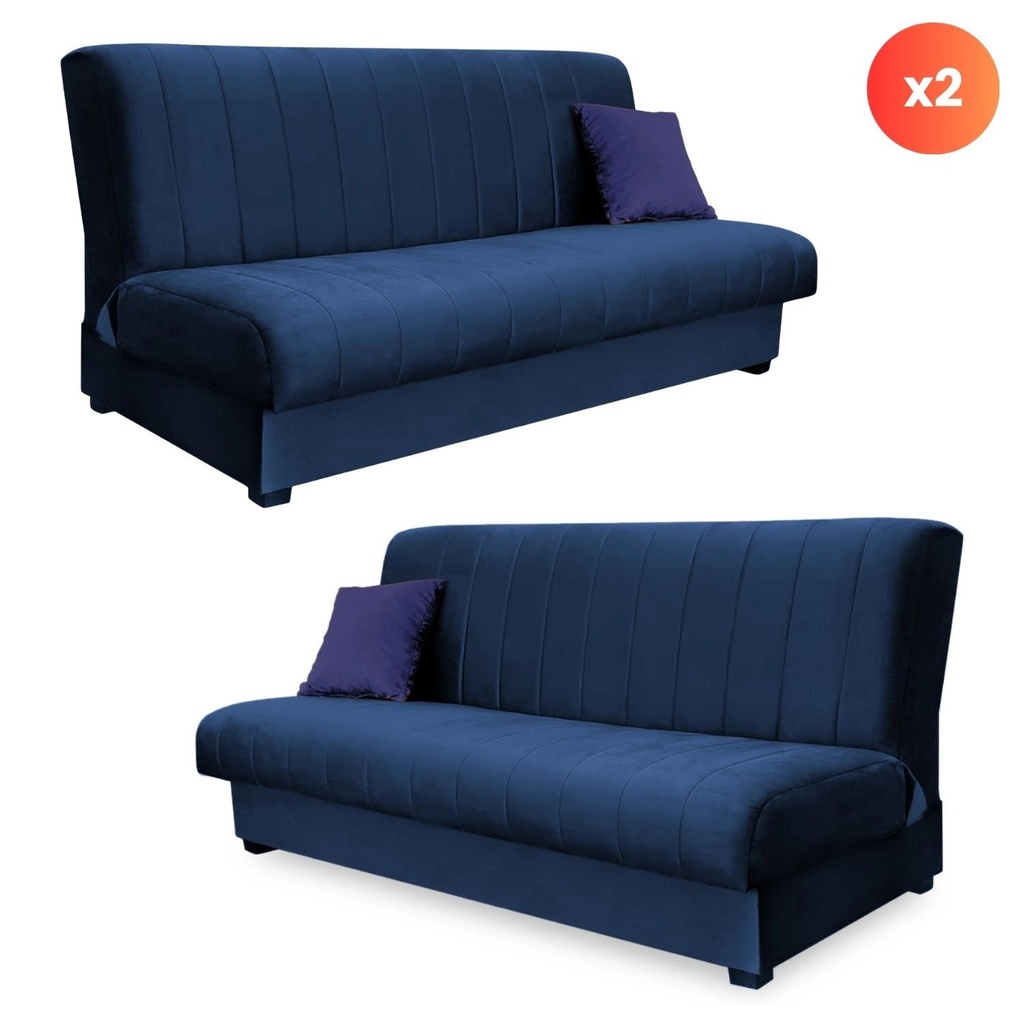 [PPHUE.PICCOLO/KRONOS9/Z2/WER] Set aus 2x SIGMA Cabrio-Sofa, marineblauer Velours