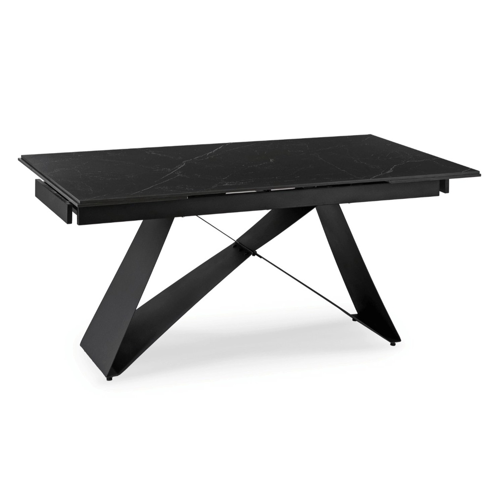 Ausziehbarer Tisch VICTOR aus Keramik, 160–240 cm, schwarzer Marmor/Schwarz