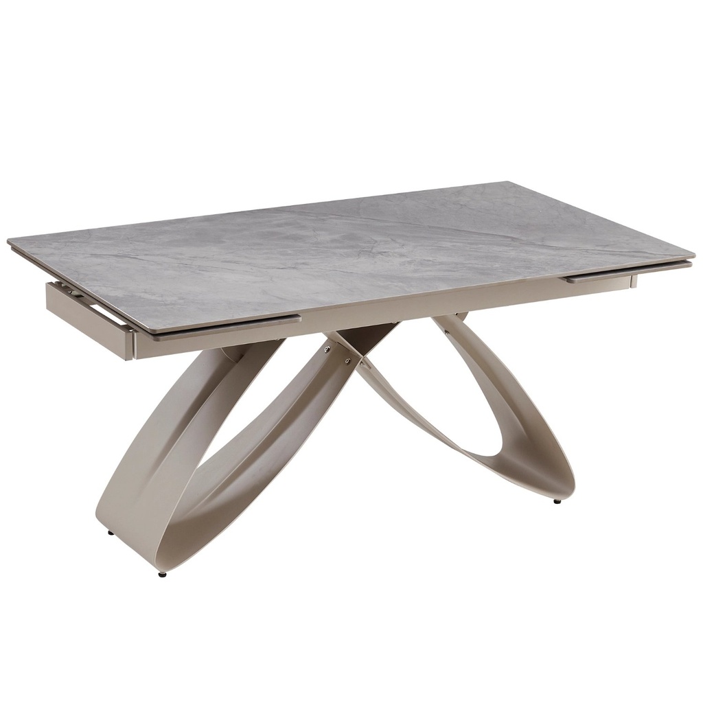 LUIGI Ausziehbarer Tisch aus Keramik, 160–240 cm, grauer Marmor/Kaschmir