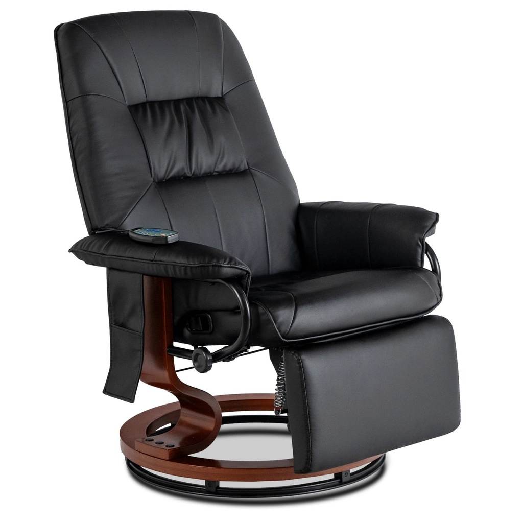 [ME.WEST/CZ/E/FW] WEST beheizter drehbarer Massagesessel, schwarzes Öko-Leder