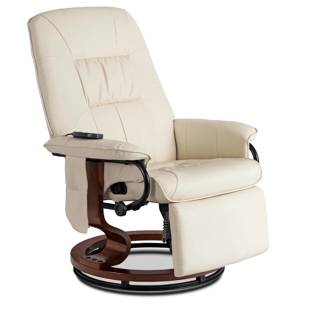 [ME.WEST/BZ/E/FW] WEST beheizter Drehmassagestuhl, Beige, Öko-Leder