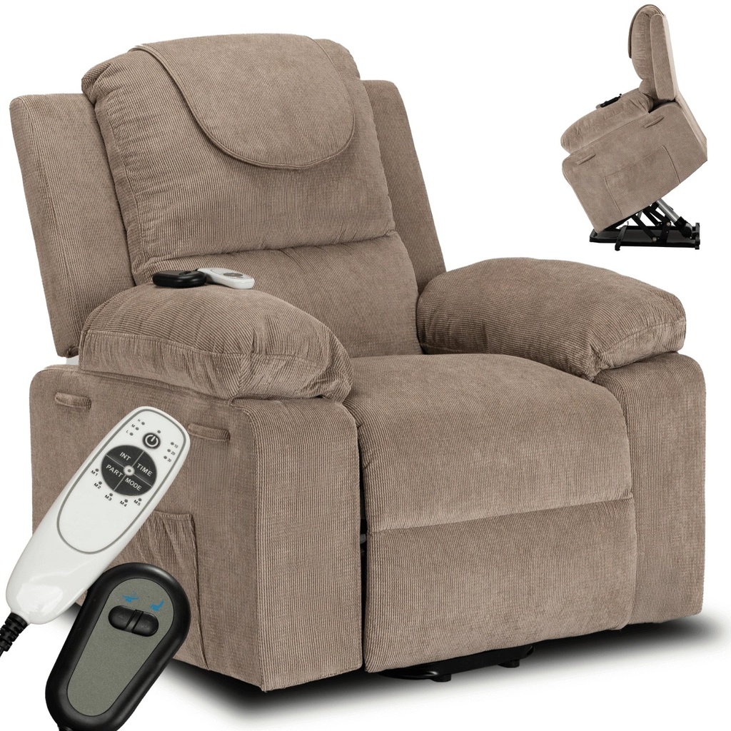 [ME.FENIX2/BZ/T/FW] FENIX Elektrischer Massage-Liegestuhl mit Aufstehfunktion, Beige