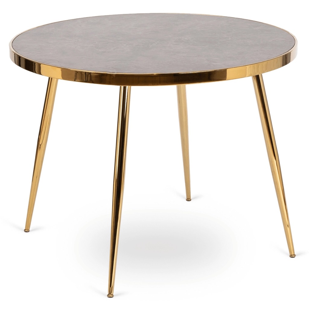 TINGA Tisch 100 cm Glas Grau Marmor/Gold