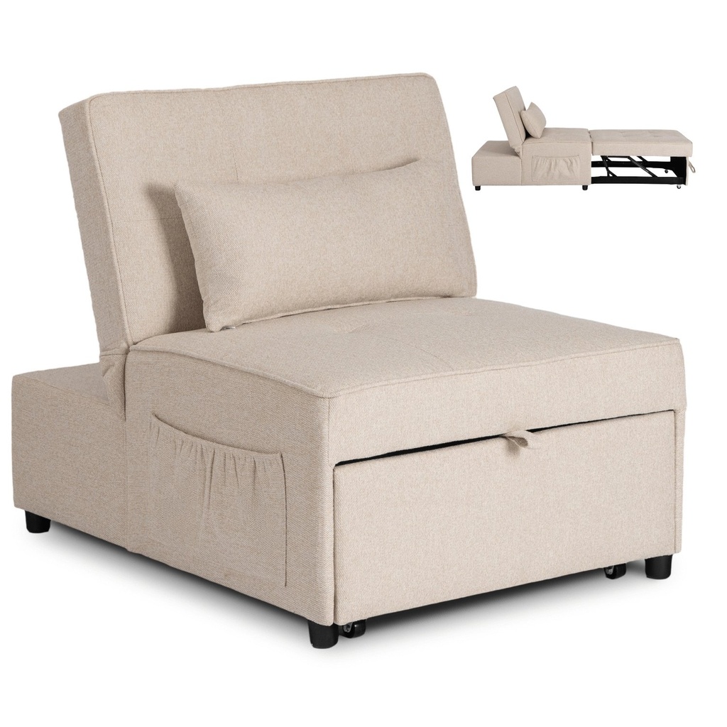 [ME.IBERIS/BZ/T/FW80] IBERIS Liegesessel 80 cm zum Schlafen, Beige