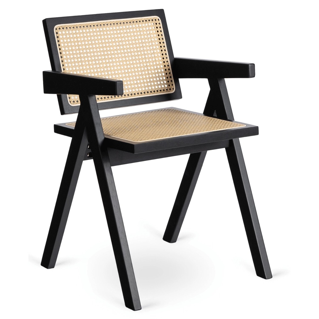 [ME.MADERA/KR/RT/CZ/DK/K] MADERA Stuhl Schwarz/Beige Durchbrochen