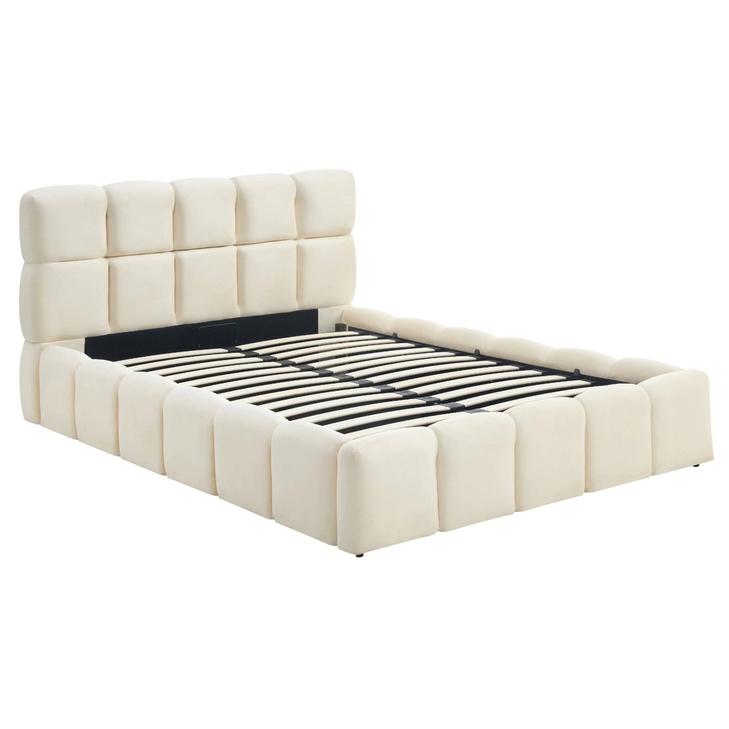 [ME.MURCJA/140/KR/V/LOZZPOJ] Bett 140x200 MURCJA mit Behälter Creme Velours