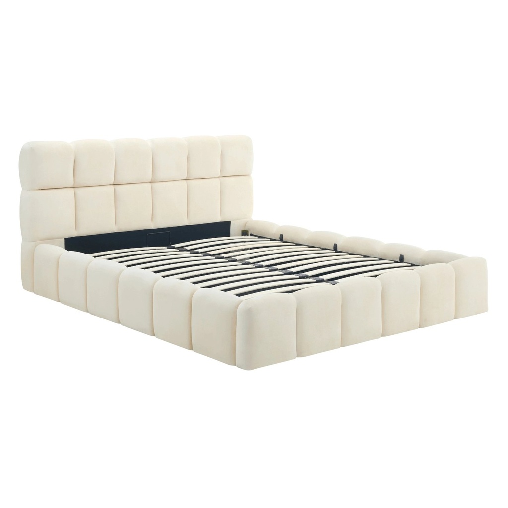 [ME.MURCJA/160/KR/V/LOZZPOJ] Bett 160x200 MURCJA mit Behälter Creme Velours