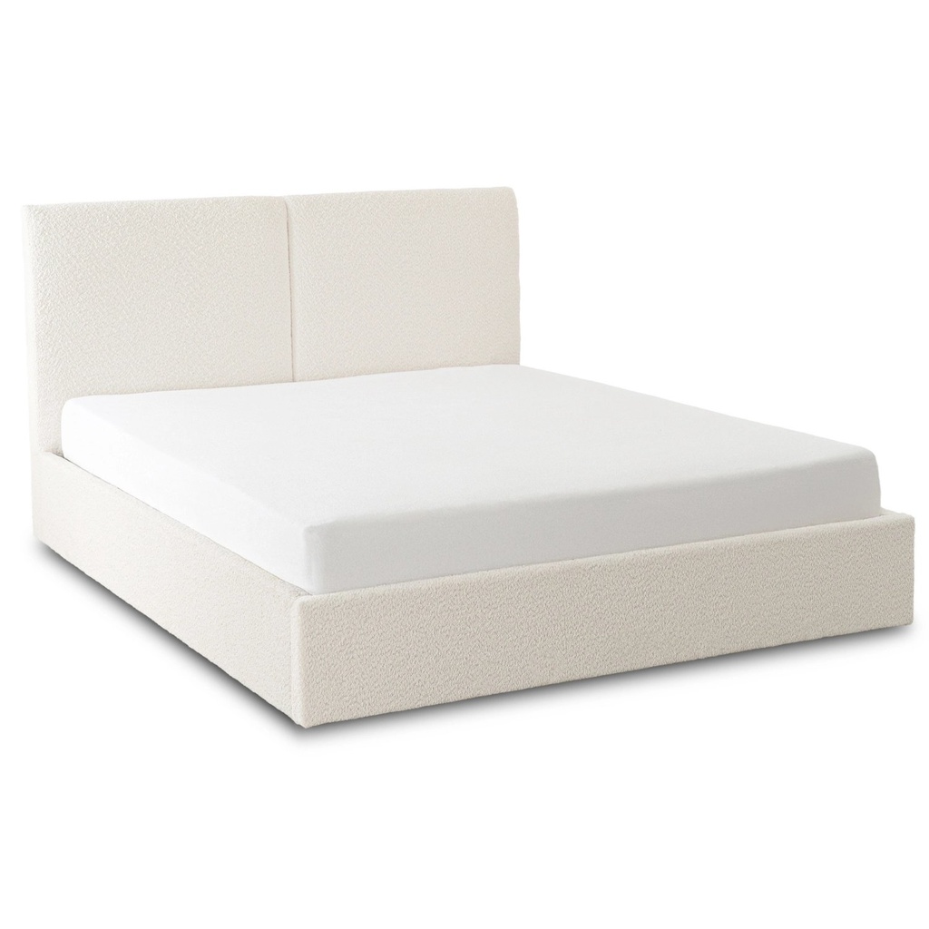 [ME.MARSYLIA/160/KR/TB/LOZZPOJ] Bett 160x200 MARSYLIA mit cremefarbenem Bouclé-Behälter