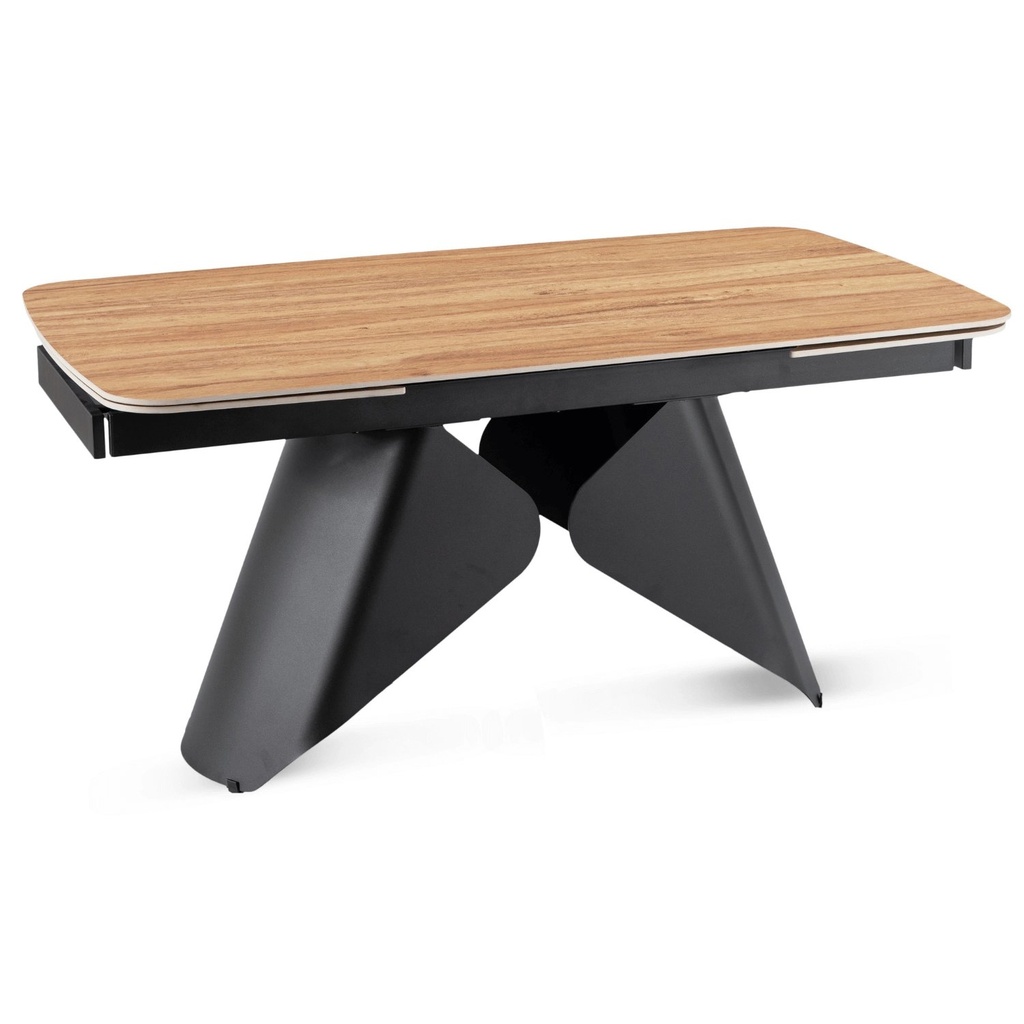 VERONA Ausziehbarer Tisch aus Keramik, 160–240 cm, Eiche/Schwarz