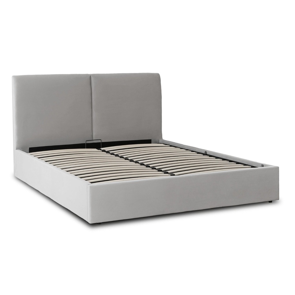 [ME.MARSYLIA/140/P/V/LOZZPOJ] MARSYLIA Bett 140x200 mit Stauraum aus grauem Velours