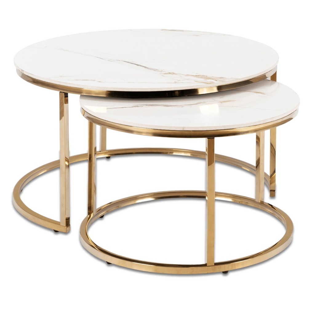 [ME.MILANO/BM/ZL/L] MILANO Keramik-Tischset, weißer Marmor/Gold