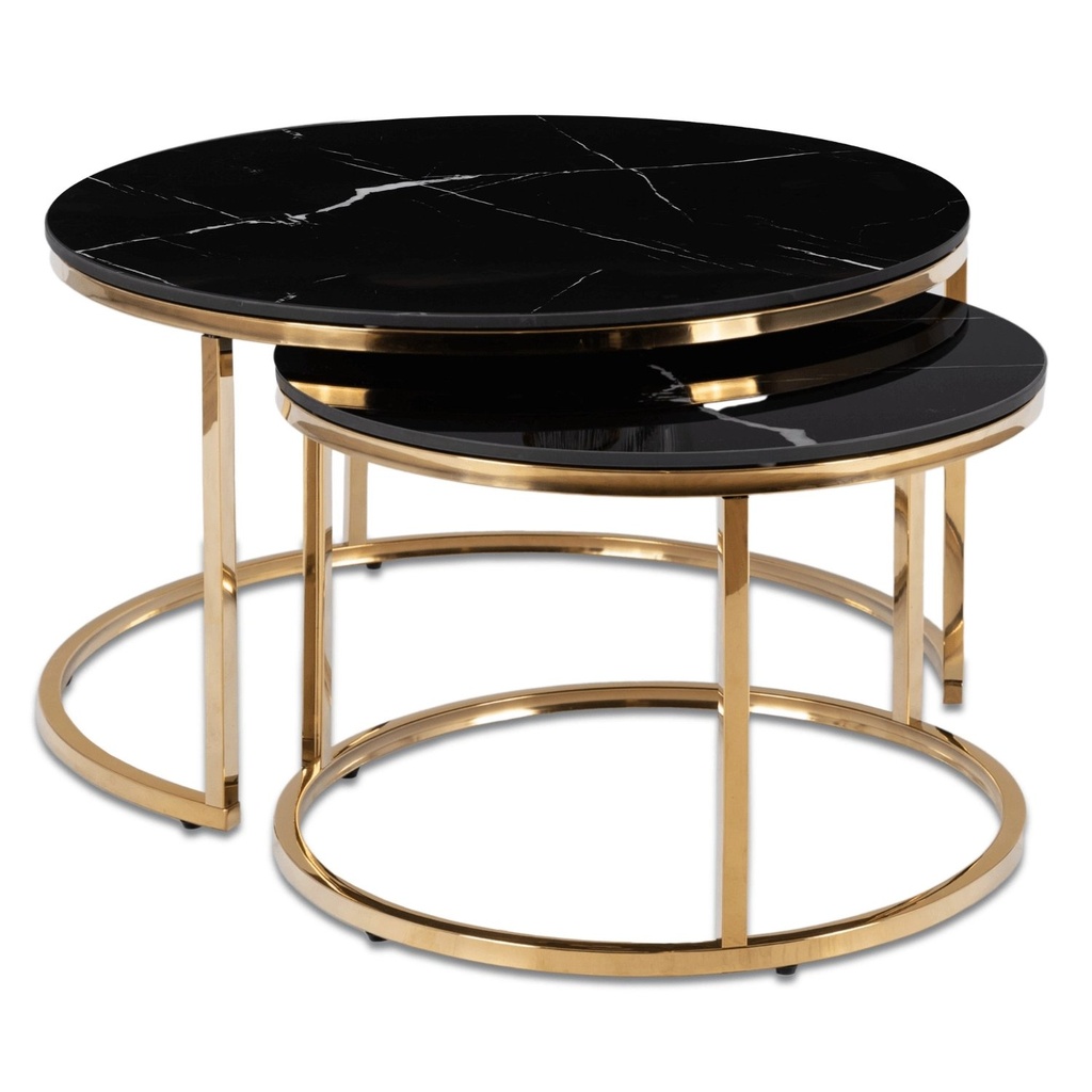 [ME.MILANO/CZZLM/ZL/L] MILANO Keramik-Tischset Schwarzer Marmor/Gold