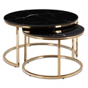 MILANO Keramik-Tischset Schwarzer Marmor/Gold