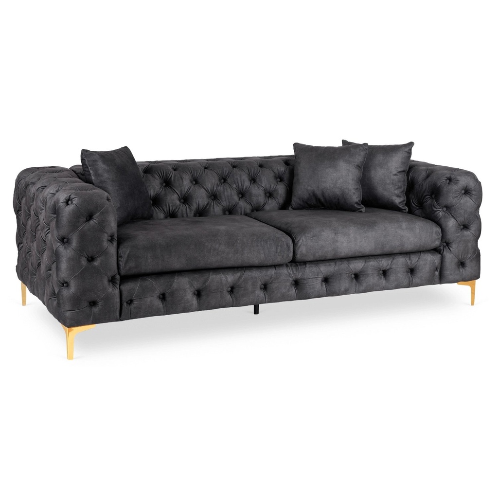 [ME.SORRENTO3S/CZ/V/SOF] SORRENTO 3S Dreisitzer-Sofa aus schwarzem Velours