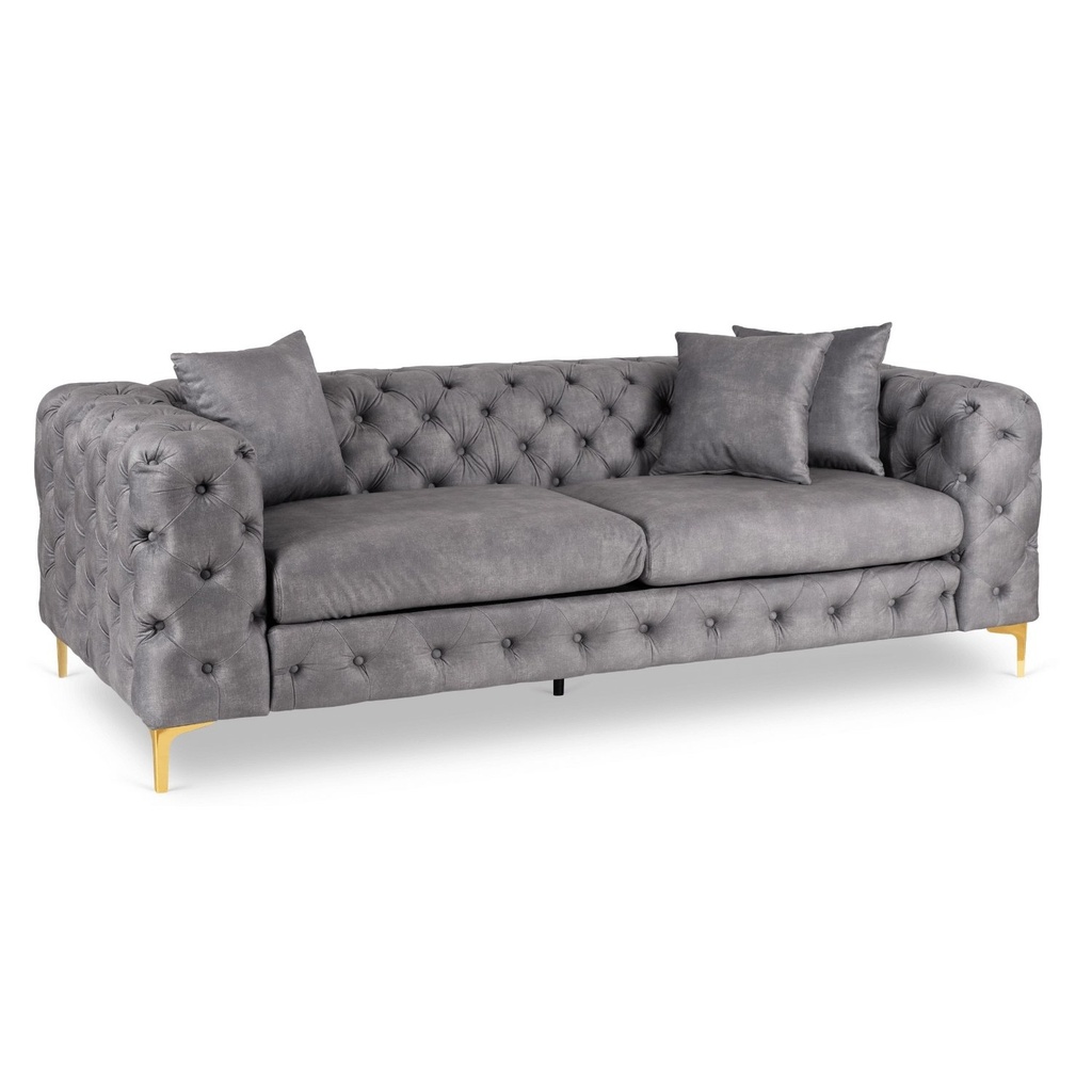 [ME.SORRENTO3S/P/V/SOF] SORRENTO 3S Dreisitzer-Sofa aus grauem Samt
