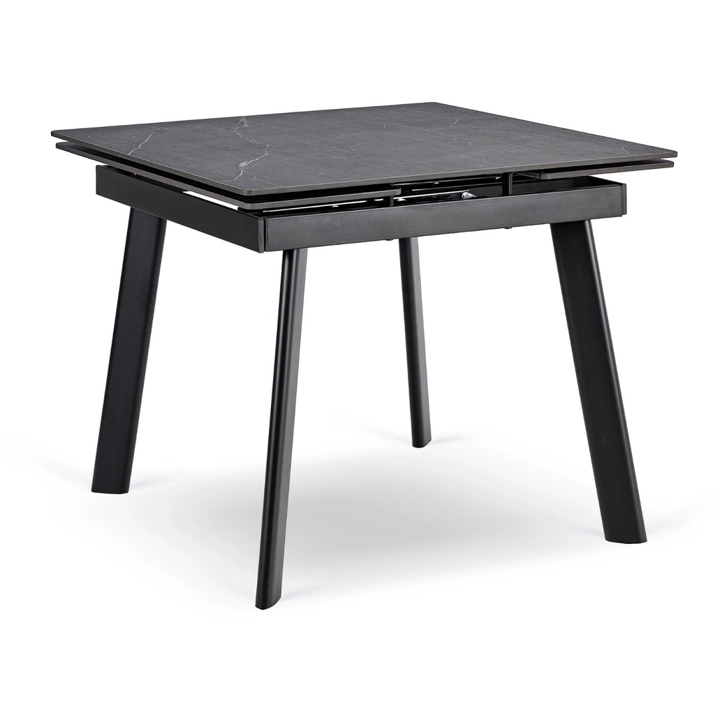 LARES Ausziehbarer Tisch aus Keramik, 90–150 cm, schwarzer Marmor/schwarz