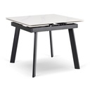 LARES Ausziehbarer Tisch aus Keramik, 90–150 cm, weißer Marmor/Schwarz