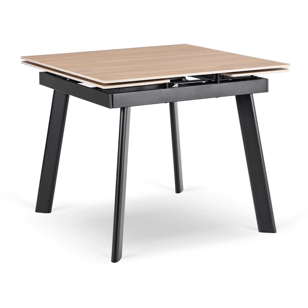 LARES Ausziehbarer Tisch aus Keramik, 90–150 cm, Eiche/Schwarz